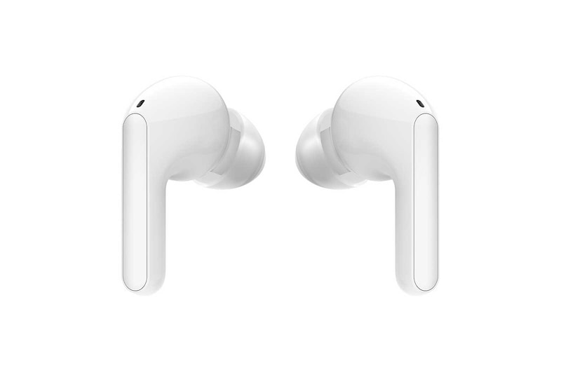 LG سماعات الأذن TONE Free FN4 اللاسلكية ذات الصوت الحقيقي التي تعمل بتقنية البلوتوث من إل جي، سماعات أذن لاسلكية تتميز بتقنية صوت ميريديان مع مكبرات صوت مزدوجة في كل سماعة أذن للعمل/للمكتب المنزلي، تصنيف IPX4 فيما يتعلق بالمقاومة للماء، بيضاء اللون, HBS-FN4