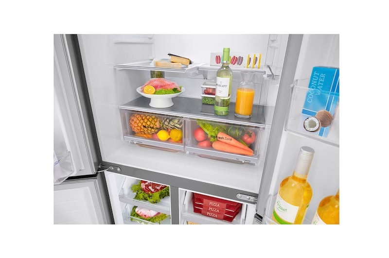 LG ثلاجة ذات 4 أبواب، ضاغط خطي عاكس، سعة  530 لترًا، 19 قدمًا مكعبًا, GC-B22FTLPL