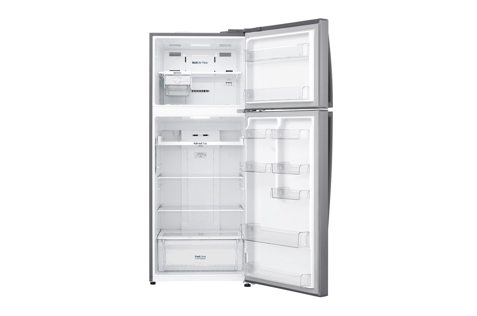 LG ثلاجة سعة 438 لتر فريزر علوي، تبريد باب، فضي , GC-C602HLCL