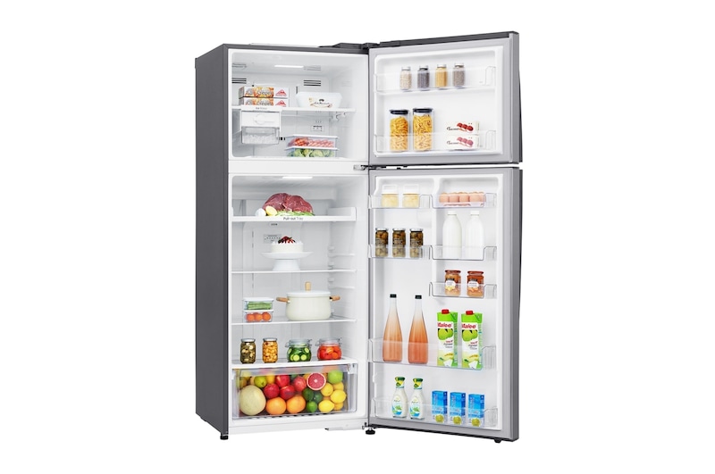 LG ثلاجة سعة 438 لتر فريزر علوي، تبريد باب، فضي , GC-C602HLCL