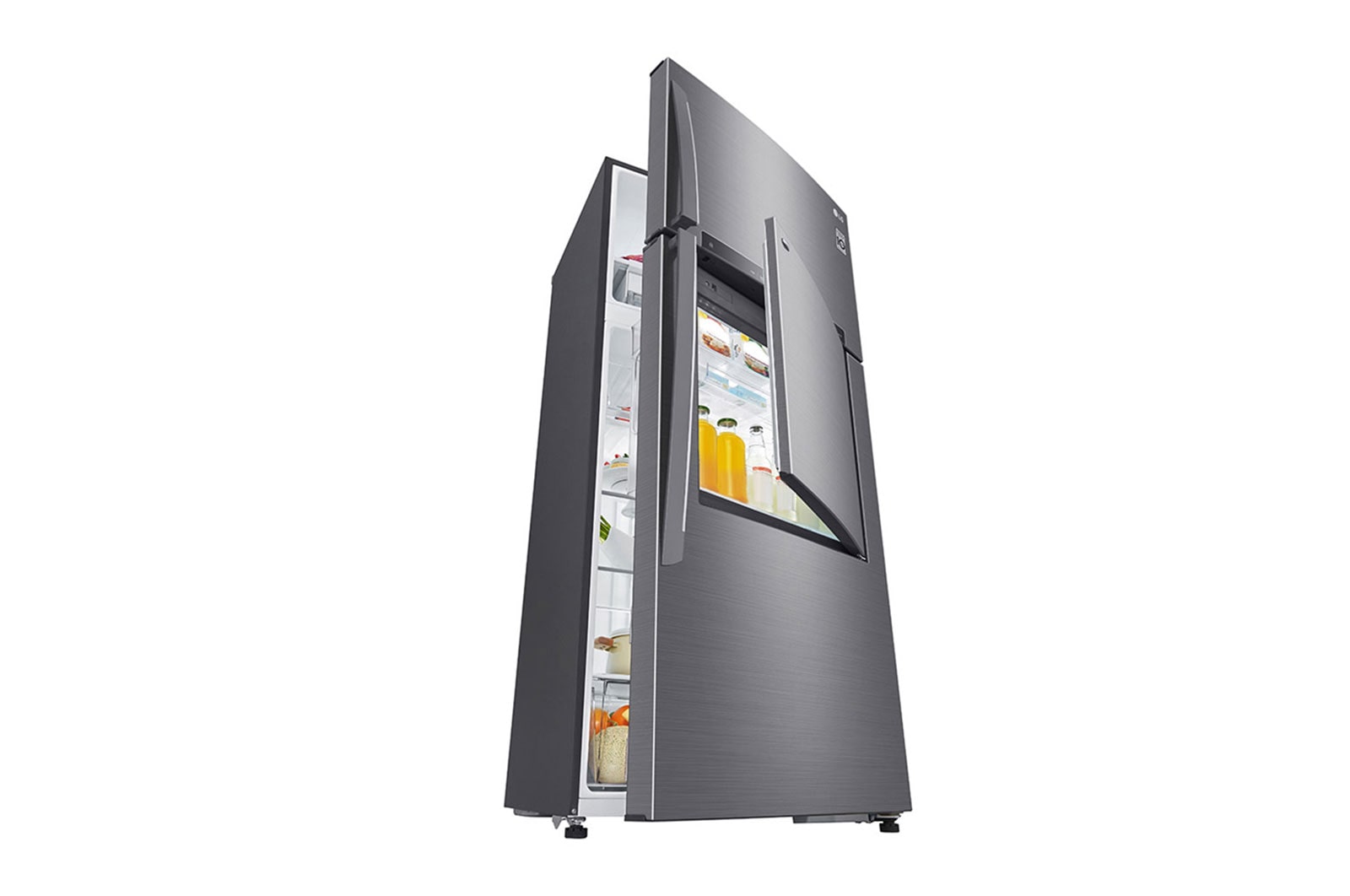 LG ثلاجة سعة 512 لتر فريزر علوي، تبريد خطي، فضي, GN-A722HLHU