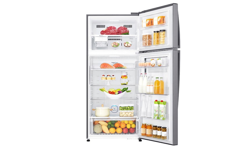 LG ثلاجة سعة 512 لتر فريزر علوي، تبريد خطي، فضي, GN-A722HLHU