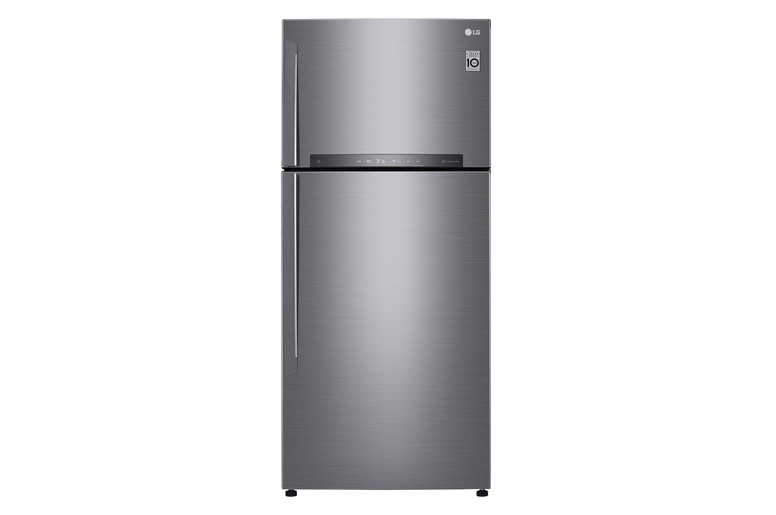 صورة أمامية|ثلاجة بمجمد علوي من LG مزودة بضاغط Inverter Linear Compressor|GN-H722HFHL