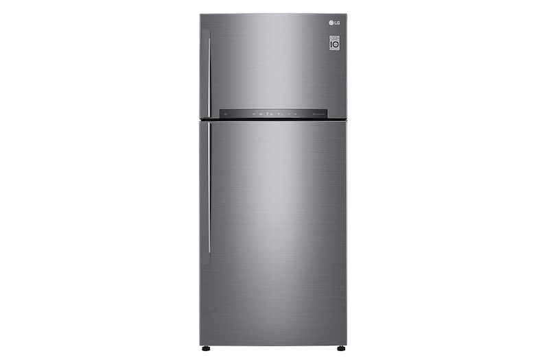 صورة أمامية|ثلاجة بمجمد علوي من LG مزودة بضاغط Inverter Linear Compressor|GN-H722HFHL
