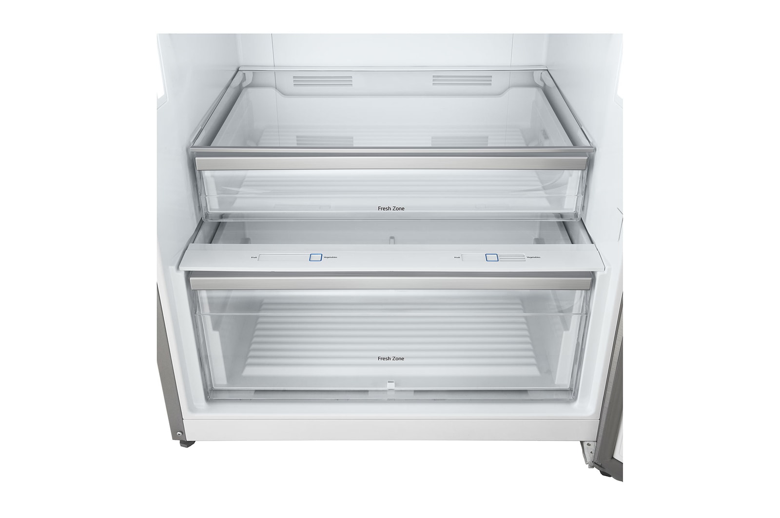 أدراج الخضروات، تكشف عن سلال Fresh Zone الفسيحة التي تحتفظ بنضارة الطعام