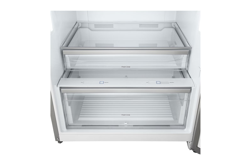 أدراج الخضروات، تكشف عن سلال Fresh Zone الفسيحة التي تحتفظ بنضارة الطعام