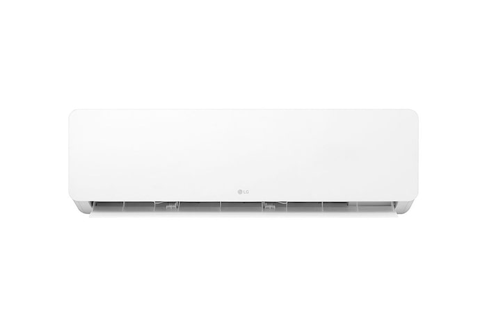 عرض أمامي لـ مكيف الهواء LG HERO On/Off Air Conditioner بقوة 1.5 حصان، تبريد/تدفئة، سرعة في التبريد والتدفئة، ريشة زرقاء، تأرجح تلقائي، تنظيف تلقائي، مؤقت، إعادة تشغيل تلقائي، وضع السكون S4-H12RZAAA