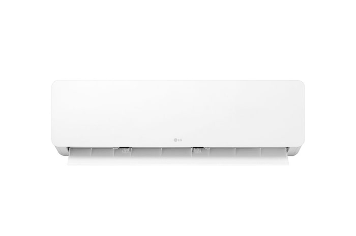 عرض أمامي لـ مكيف الهواء LG HERO On/Off Air Conditioner بقوة 1.5 حصان، تبريد/تدفئة، سرعة في التبريد والتدفئة، ريشة زرقاء، تأرجح تلقائي، تنظيف تلقائي، مؤقت، إعادة تشغيل تلقائي، وضع السكون S4-H12RZAAA