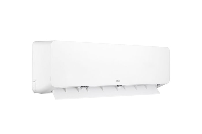 عرض أمامي لـ مكيف الهواء LG HERO On/Off Air Conditioner بقوة 1.5 حصان، تبريد/تدفئة، سرعة في التبريد والتدفئة، ريشة زرقاء، تأرجح تلقائي، تنظيف تلقائي، مؤقت، إعادة تشغيل تلقائي، وضع السكون S4-H12RZAAA