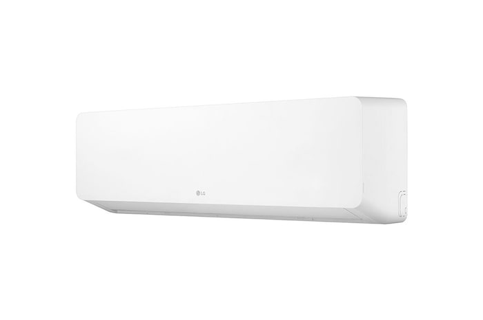 عرض أمامي لـ مكيف الهواء LG HERO On/Off Air Conditioner بقوة 1.5 حصان، تبريد/تدفئة، سرعة في التبريد والتدفئة، ريشة زرقاء، تأرجح تلقائي، تنظيف تلقائي، مؤقت، إعادة تشغيل تلقائي، وضع السكون S4-H12RZAAA