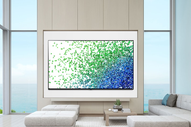 LG تلفزيون NanoCell مقاس 50 بوصة من مجموعة NANO80، بتصميم الشاشة السينمائية 4K وتقنية HDR النشطة ومنصة WebOS الذكية وميزة التعتيم الموضعي مع تقنية ThinQ AI, 50NANO80VPA