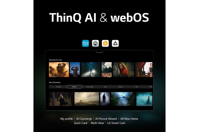 LG، تلفزيون QNED بتقنية الألوان، سلسلة QNED81R مقاس 55 بوصة، WebOS Smart AI ThinQ، جهاز التحكم عن بعد السحري، سينما ثلاثية الجوانب، HDR10، HLG، AI Picture Pro، AI Sound Pro (5.1.2ch)، حامل عمود واحد، 2023 جديد, 55QNED816RA