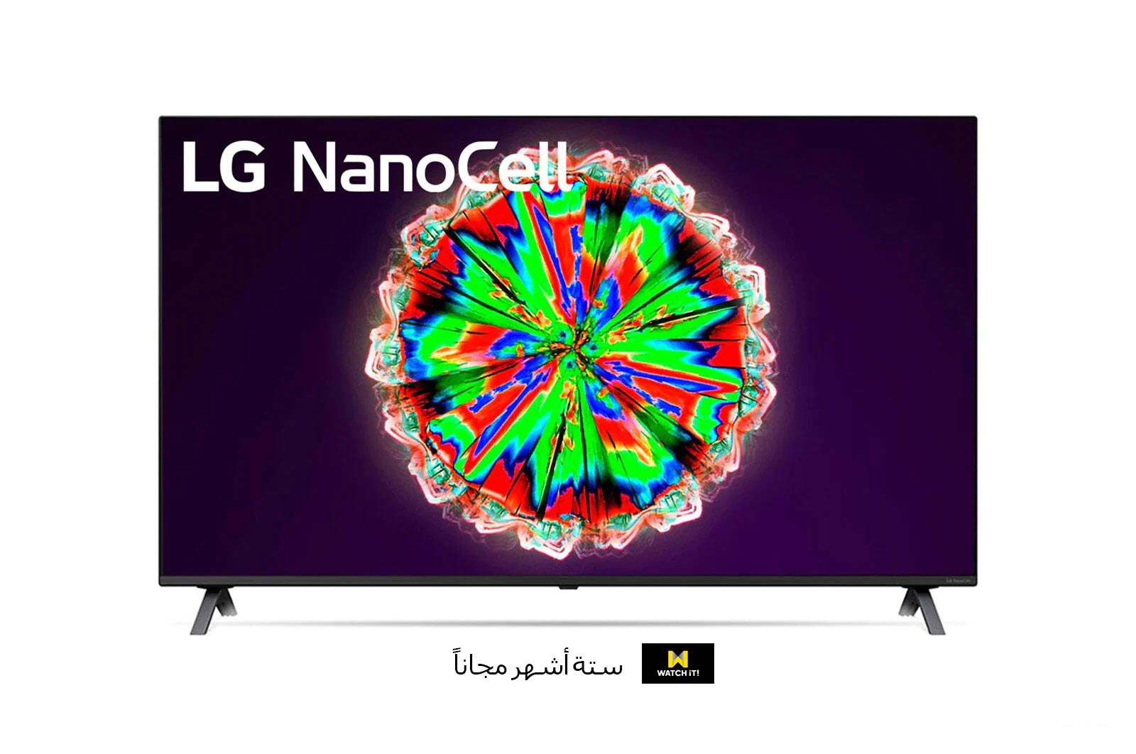 المنظر الأمامي لـ LG NanoCell TV 65 Inch NANO80 Series, Cinema Screen Design 4K Active HDR WebOS Smart AI ThinQ Local Dimming 65NANO80VNA