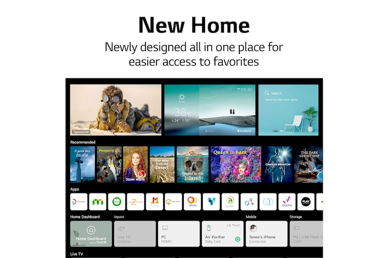 LG سلسلة تلفزيون LG NanoCell،‏ 65 بوصة NANO80، بتصميم شاشة السينما الرائع بدقة 4K والمزود بتقنية Active HDR ونظام تشغيل WebOS بالإضافة إلى تقنية Smart ThinQ AI وتقنية الإعتام المحلي , 65NANO80VPA