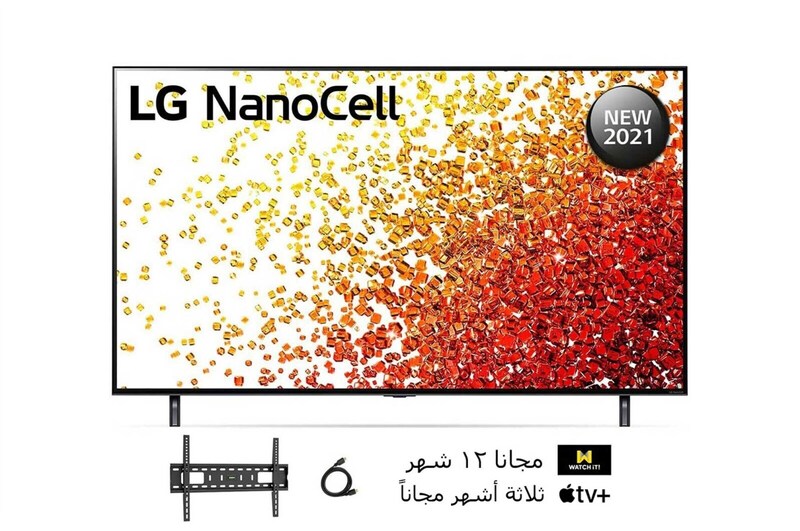 LG سلسلة تلفزيون LG NanoCell، 65 بوصة NANO90، بتصميم شاشة السينما الرائع بدقة 4K وتقنية Cinema HDR ونظام تشغيل WebOS بالإضافة إلى تقنية Smart AI ThinQ وتقنية إعتام الصفيف الكامل, 65NANO90VPA