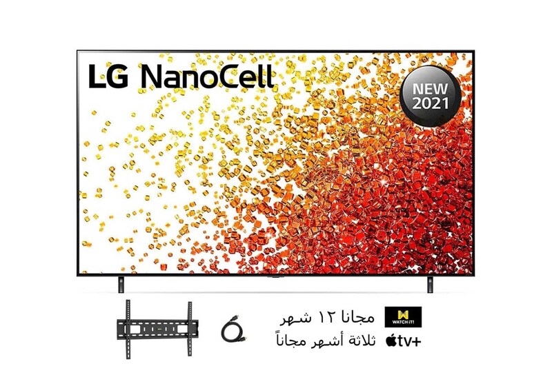 LG سلسلة تلفزيون LG NanoCell، 75 بوصة NANO90، بتصميم شاشة السينما الرائع بدقة 4K وتقنية Cinema HDR ونظام تشغيل WebOS بالإضافة إلى تقنية Smart ThinQ AI وتقنية إعتام الصفيف الكامل , 75NANO90VPA