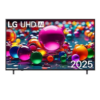 المنظر الأمامي لـ تلفاز LG UHD AI UA84 مقاس 55 بوصة بدقة 4K الاصطناعي، يدعم HDR10، ونظام WebOS25 لعام 2025 55UA84006LB