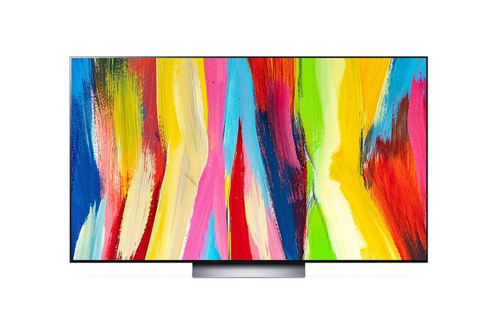 LG تلفاز LG OLED evo مقاس 77 بوصة من سلسلة C2، مع HDR (النطاق الديناميكي العالي) السينمائي بدقة 4K تصميم  سينمائى والمزوّد بإمكانية تعتيم البكسل بتقنية AI ThinQ للتلفزيون الذكي بنظام التشغيل WebOS, OLED77C26LA