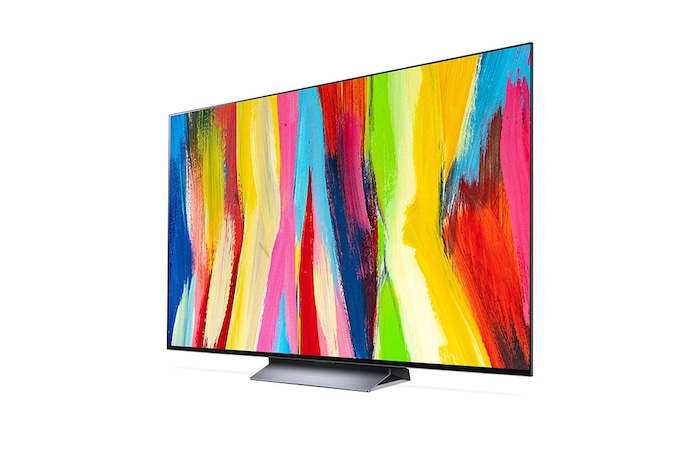 LG تلفاز LG OLED evo مقاس 77 بوصة من سلسلة C2، مع HDR (النطاق الديناميكي العالي) السينمائي بدقة 4K تصميم  سينمائى والمزوّد بإمكانية تعتيم البكسل بتقنية AI ThinQ للتلفزيون الذكي بنظام التشغيل WebOS, OLED77C26LA