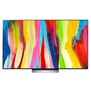 LG تلفاز LG OLED evo مقاس 77 بوصة من سلسلة C2، مع HDR (النطاق الديناميكي العالي) السينمائي بدقة 4K تصميم  سينمائى والمزوّد بإمكانية تعتيم البكسل بتقنية AI ThinQ للتلفزيون الذكي بنظام التشغيل WebOS, OLED77C26LA