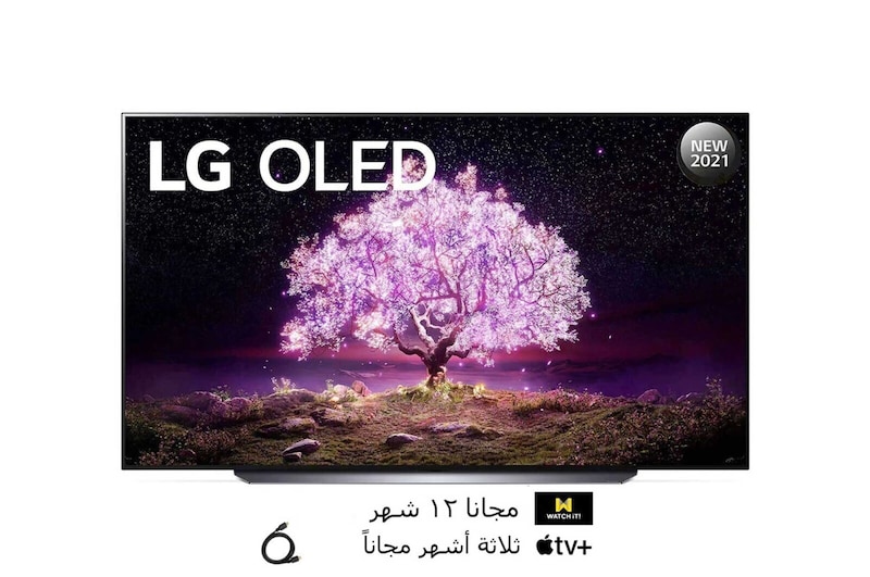 LG سلسلة تلفزيون LG OLED، 83 بوصة C1، بتصميم شاشة السينما الرائع بدقة 4K والمزود بتقنية Cinema HDR ونظام تشغيل WebOS بالإضافة إلى تقنية Smart ThinQ AI وتقنية تعتيم البكسل, OLED83C1PVA