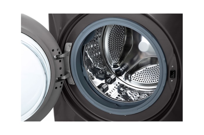 LG غسالة اوتوماتيك تحميل أمامي سعة 15 كجم بتقنية ™AI DD ، لون فولاذ أسود ، سعة أكبر بالحجم نفسه ، ™SmartThinQ (Wi-Fi) ، باب من الزجاج المقوى., F0L9DYP2E