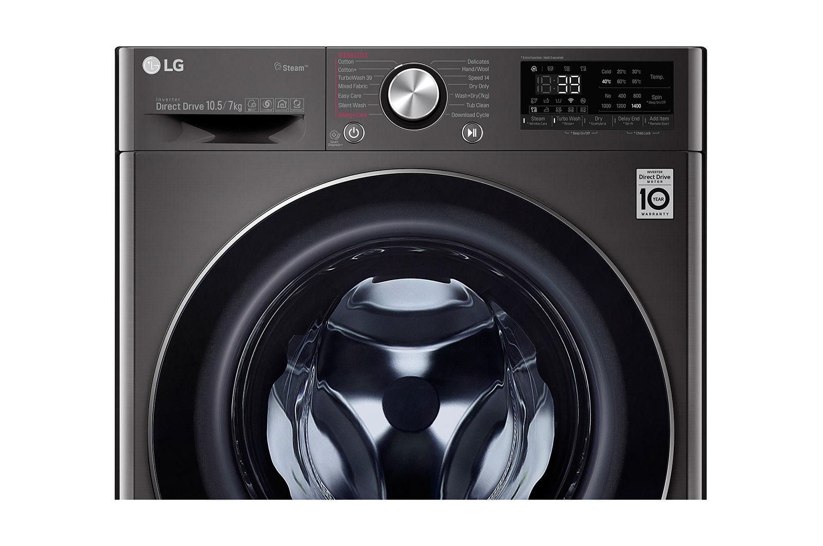LG غسالة فيفاتشى 10.5 كيلو ومجفف 7 كيلو بتكنولوجيا الذكاء الاصطناعي و الDirect Drive, F4V9RCP2E