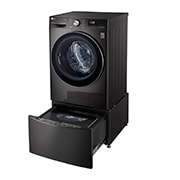 LG ™TWINWash من إل جي، غسالة ومجففة، 8/12 كجم، دفع مباشر بتقنية الذكاء الاصطناعي™، محرك الدفع المباشر 6حركات، تقنية البخار™، تقنية ThinQ, FT015V9BL