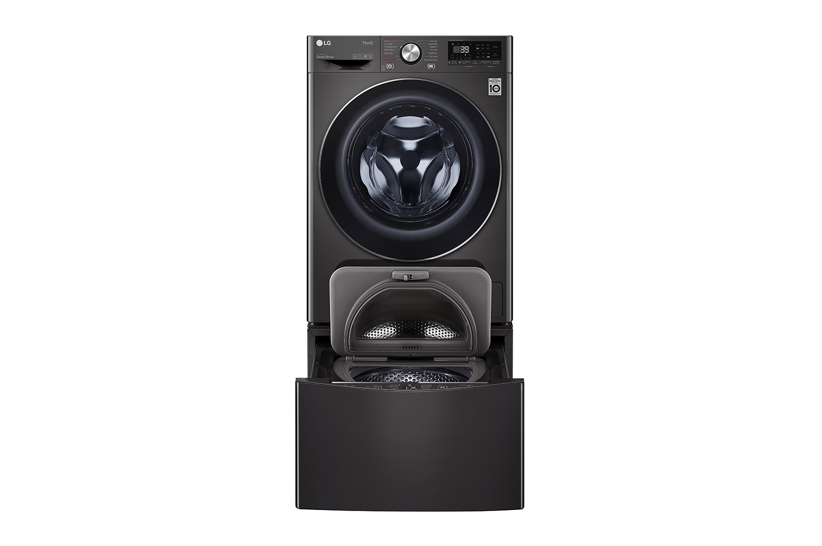 LG ™TWINWash من إل جي، غسالة ومجففة، 8/12 كجم، دفع مباشر بتقنية الذكاء الاصطناعي™، محرك الدفع المباشر 6حركات، تقنية البخار™، تقنية ThinQ, FT015V9BL