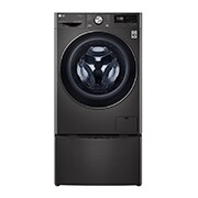 LG ™TWINWash من إل جي، غسالة ومجففة، 8/12 كجم، دفع مباشر بتقنية الذكاء الاصطناعي™، محرك الدفع المباشر 6حركات، تقنية البخار™، تقنية ThinQ, FT015V9BL