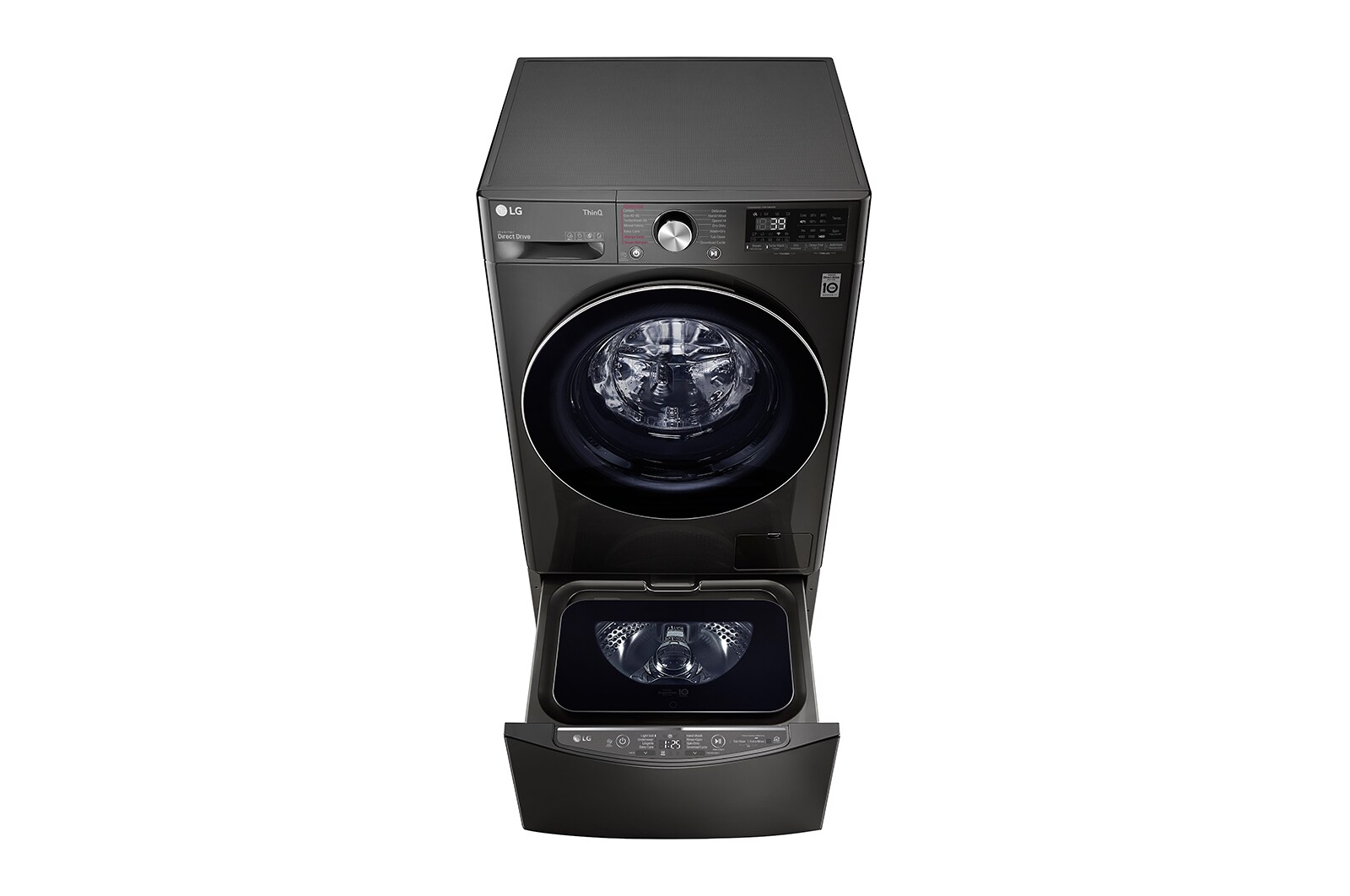 LG ™TWINWash من إل جي، غسالة ومجففة، 8/12 كجم، دفع مباشر بتقنية الذكاء الاصطناعي™، محرك الدفع المباشر 6حركات، تقنية البخار™، تقنية ThinQ, FT015V9BL