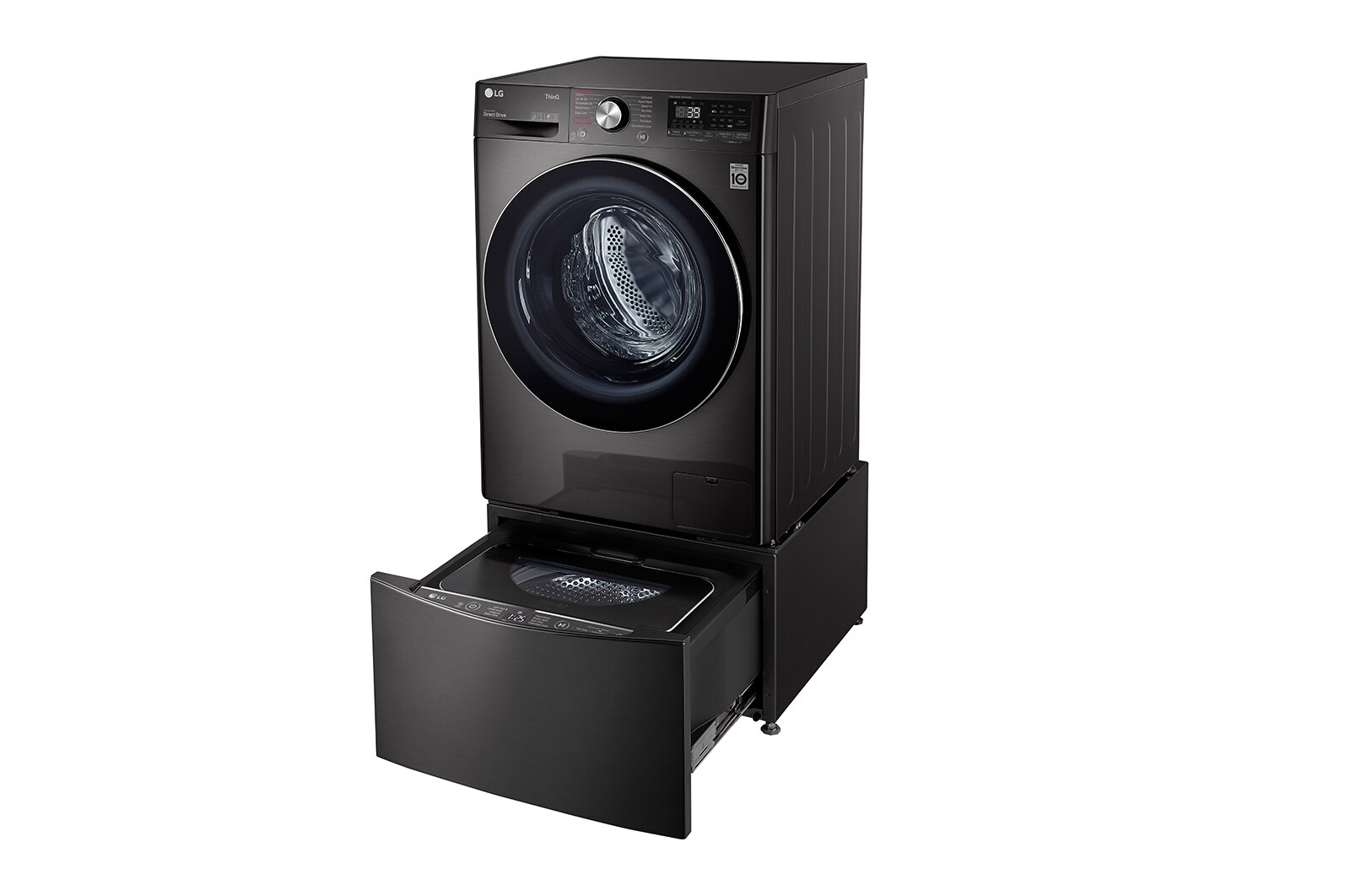 LG ™TWINWash من إل جي، غسالة ومجففة، 8/12 كجم، دفع مباشر بتقنية الذكاء الاصطناعي™، محرك الدفع المباشر 6حركات، تقنية البخار™، تقنية ThinQ, FT015V9BL