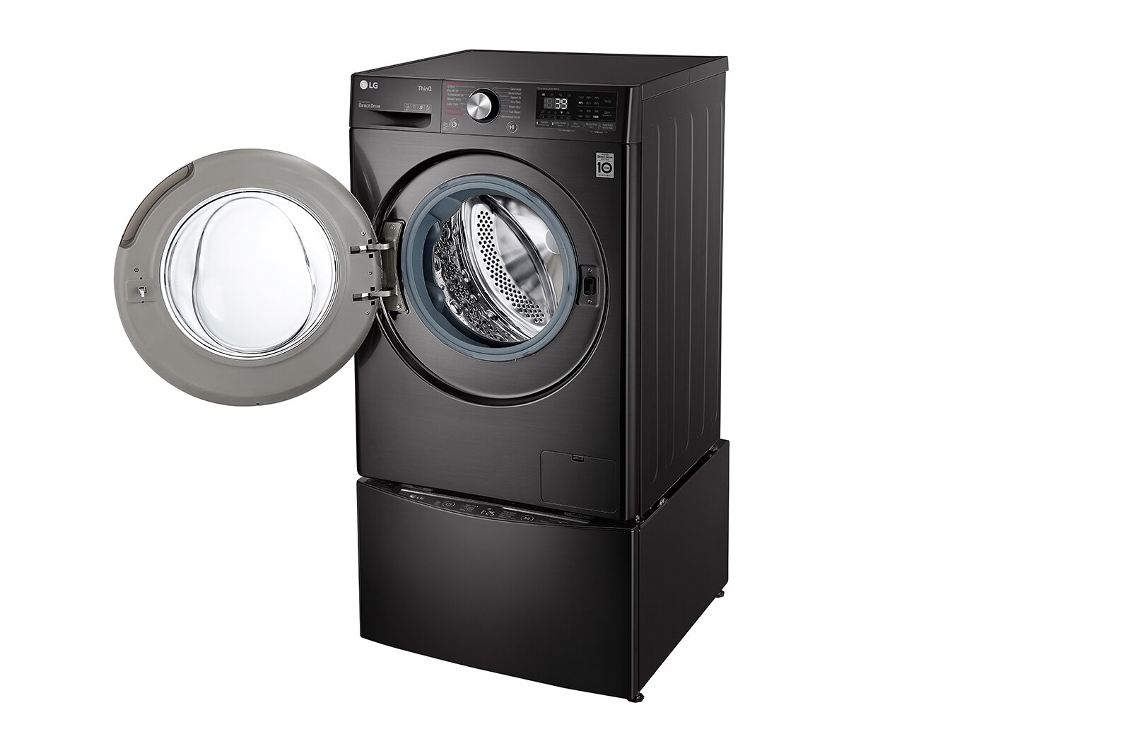 LG ™TWINWash من إل جي، غسالة ومجففة، 8/12 كجم، دفع مباشر بتقنية الذكاء الاصطناعي™، محرك الدفع المباشر 6حركات، تقنية البخار™، تقنية ThinQ, FT015V9BL