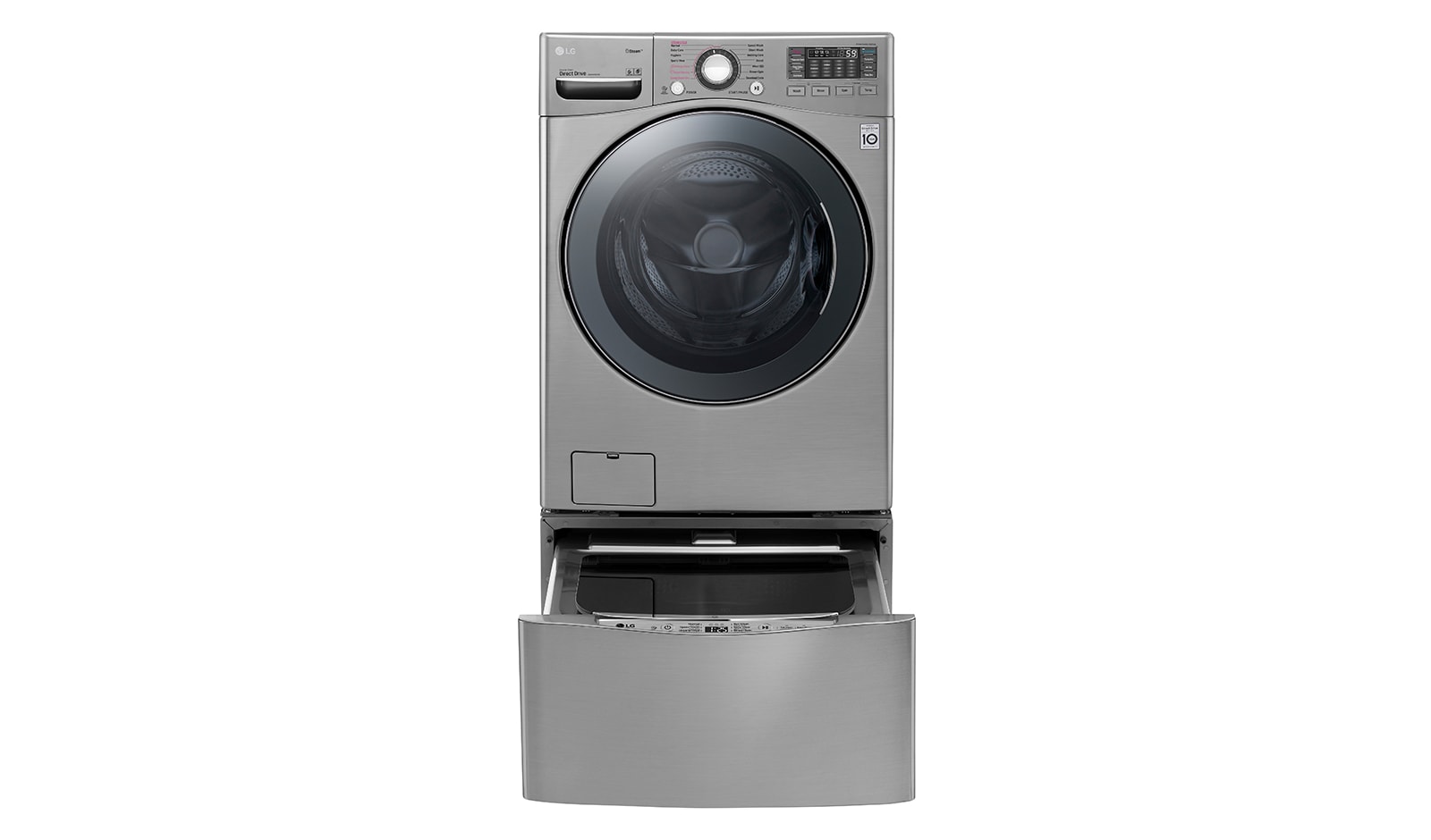 المنظر الأمامي لـ حمولتا غسيل بمقدار 18 كجم &#43; 3.5 كجم مع غسالة TWINWash™‎ من LG FT022K2SS