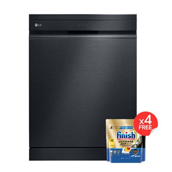 صورة امامية|غسالة صحون إل جي بالبخار ™QuadWash ،إعداد المكان14، تقنية EasyRack™ Plus، محرك الدفع المباشر، تقنية ™ThinQ|DFC335HM