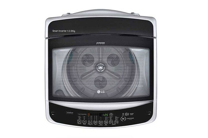 LG غسالة 12 كيلو تحميل علوي, سمارت أنفرتر, حلة متحركة, باب هيدروليك للغلق الهادئ, T1288NEHGE