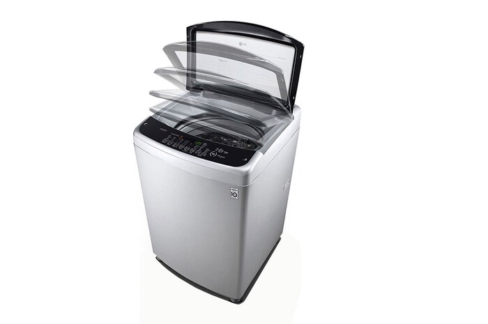 LG غسالة 12 كيلو تحميل علوي, سمارت أنفرتر, حلة متحركة, باب هيدروليك للغلق الهادئ, T1288NEHGE