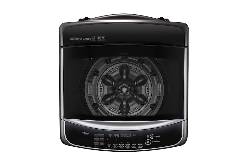 LG غسالة 22 كيلو تحميل علوي ,موتور الدفع المباشر ,خاصية Turbo Wash 3D باب هيدروليك للغلق الهادئ ,بخار, T2293EFHSC