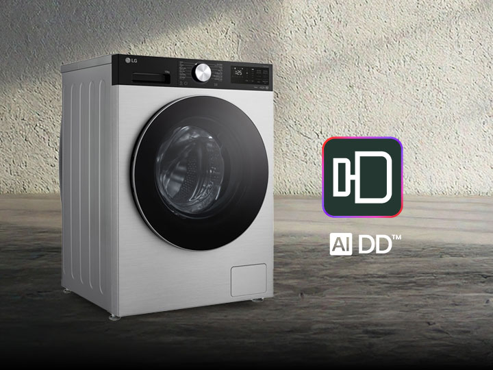 LG washing machine with LG AI DD emblem