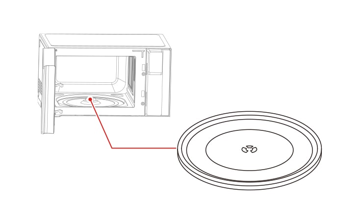 The glass tray is inside the microwave oven