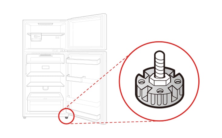 There is a Refrigerator Leg Leveling Feet at the bottom of the refrigerator