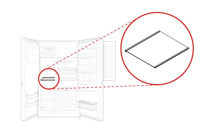 The freezer shelf is located inside the freezer compartment of the refrigerator