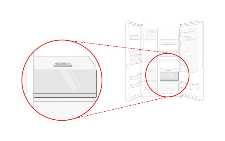 This is the upper drawer of the two drawers in the refrigerator compartment