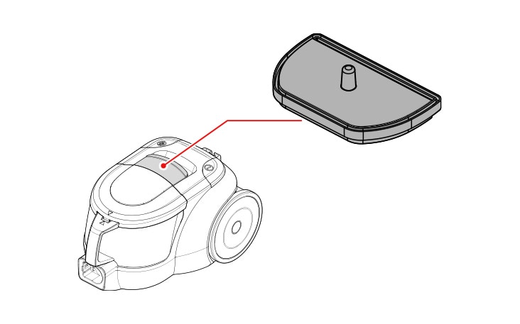 The filter set is located inside the cyclone vacuum cleaner main body.