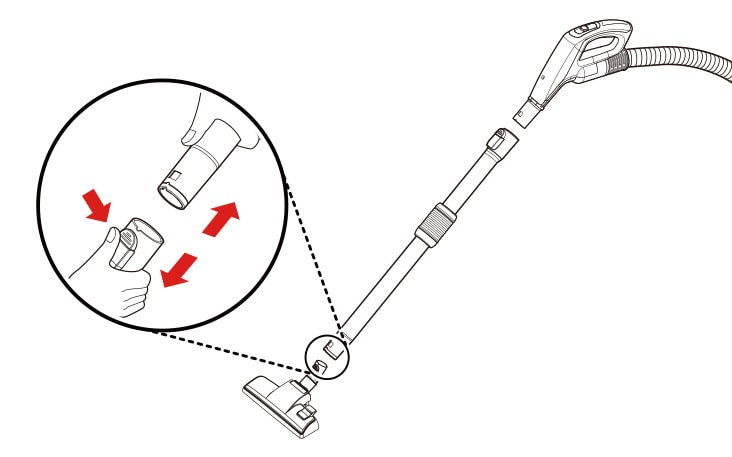 Push the nozzle into the telescopic pipe