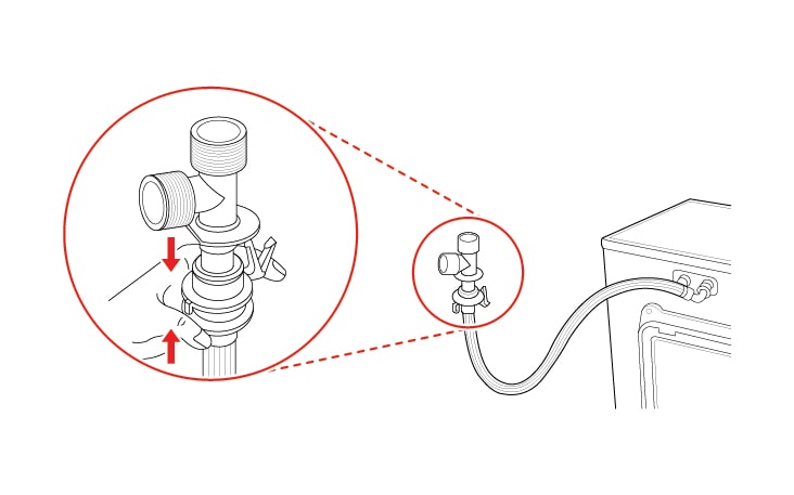 Connect the water inlet hose connector to the water inlet hose	