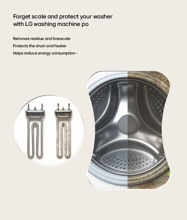 Enjoy washer free of scale, germs, and bacteria.