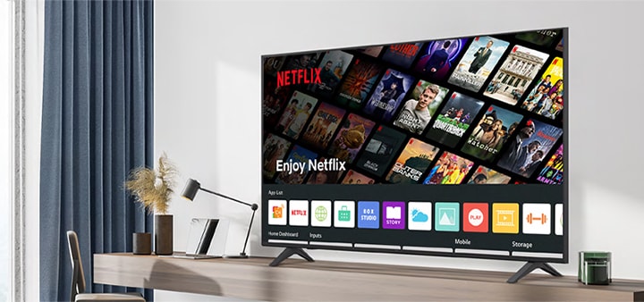The hotel content including the Netflix App is shown on TV in the hotel room.