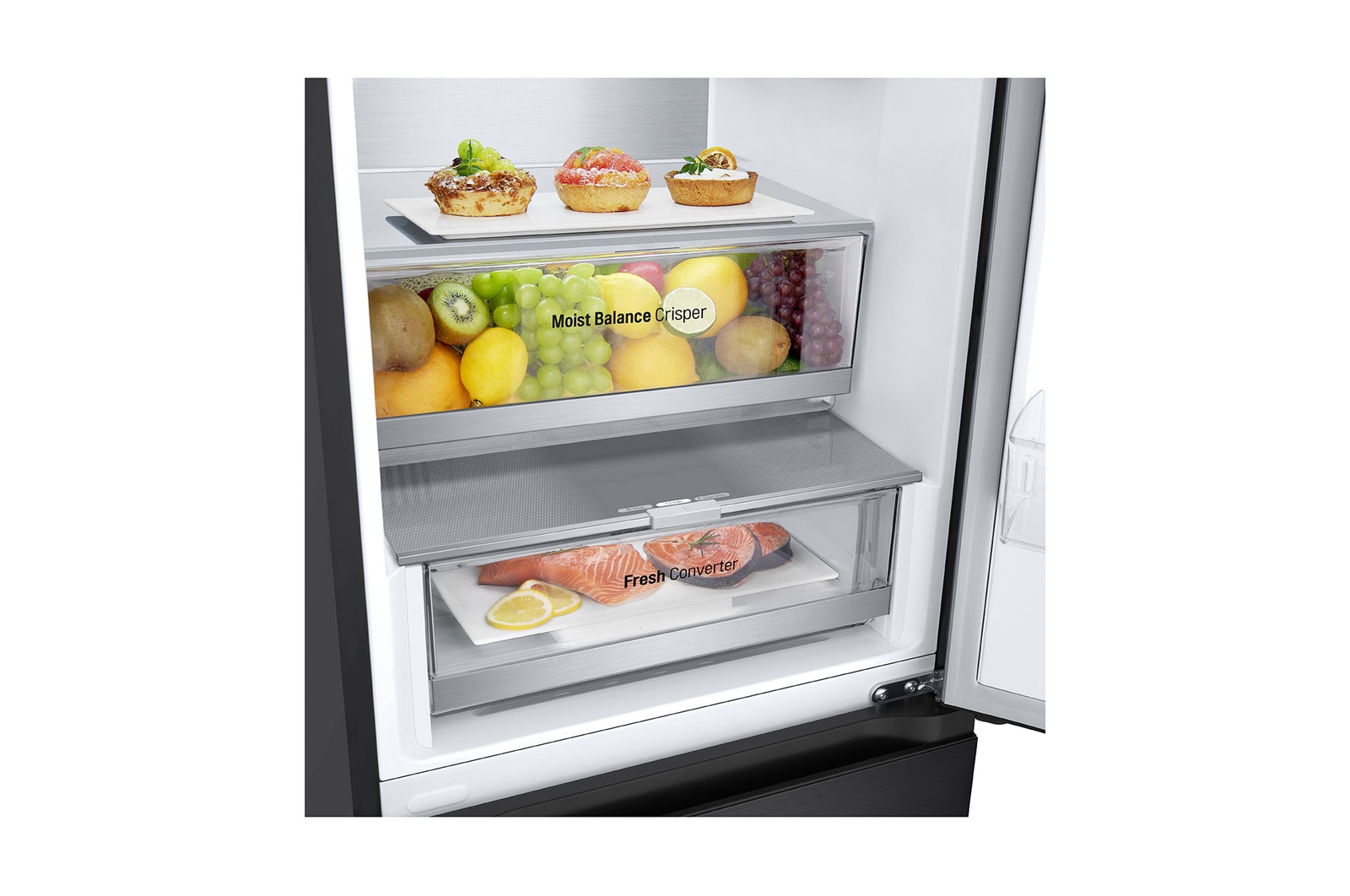 drawer view with food