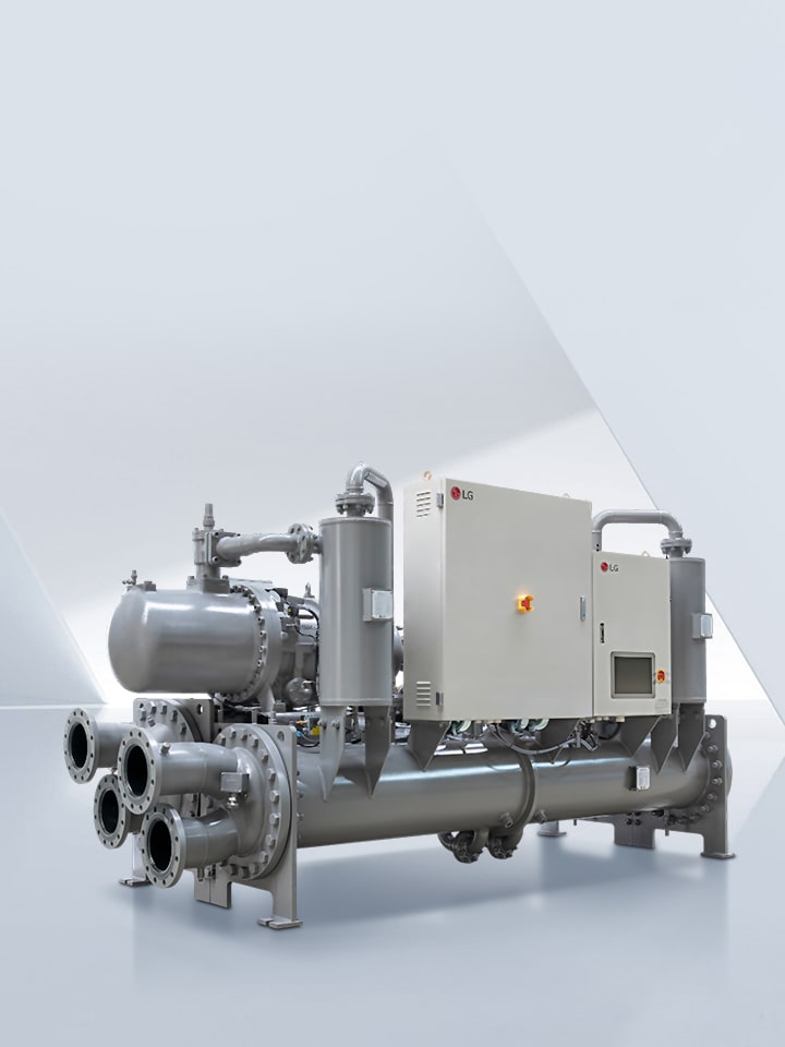 LG Ice Thermal Storage Screw Chiller placed in a light gray virtual space.